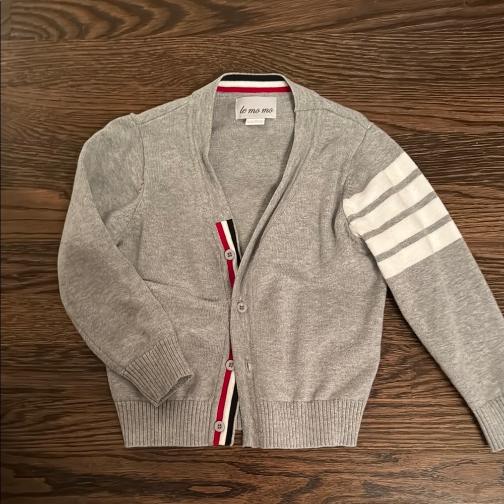 Light Gray Cardigan Sweater with Long Sleeves and Button Closure